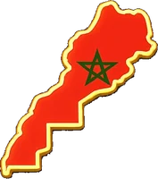 Map of Morocco filled with the Moroccan flag