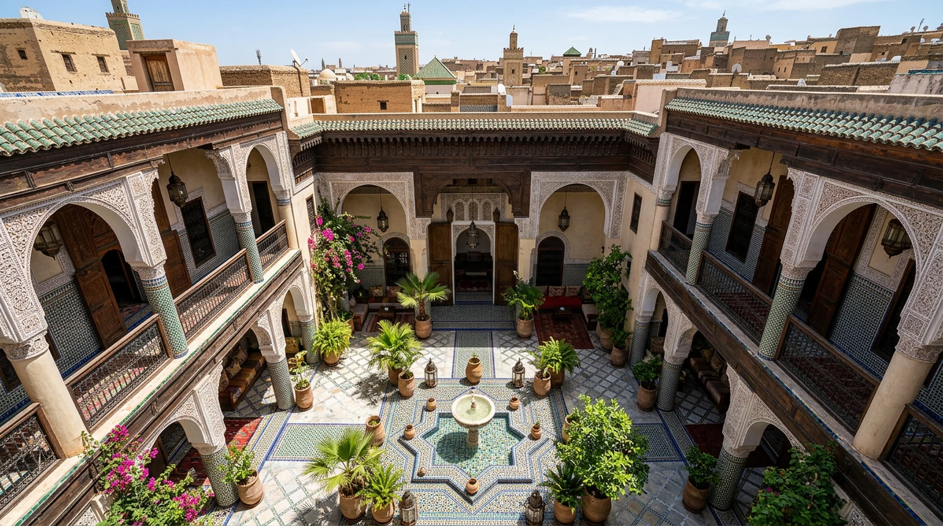 Fes el-Bali riad courtyard