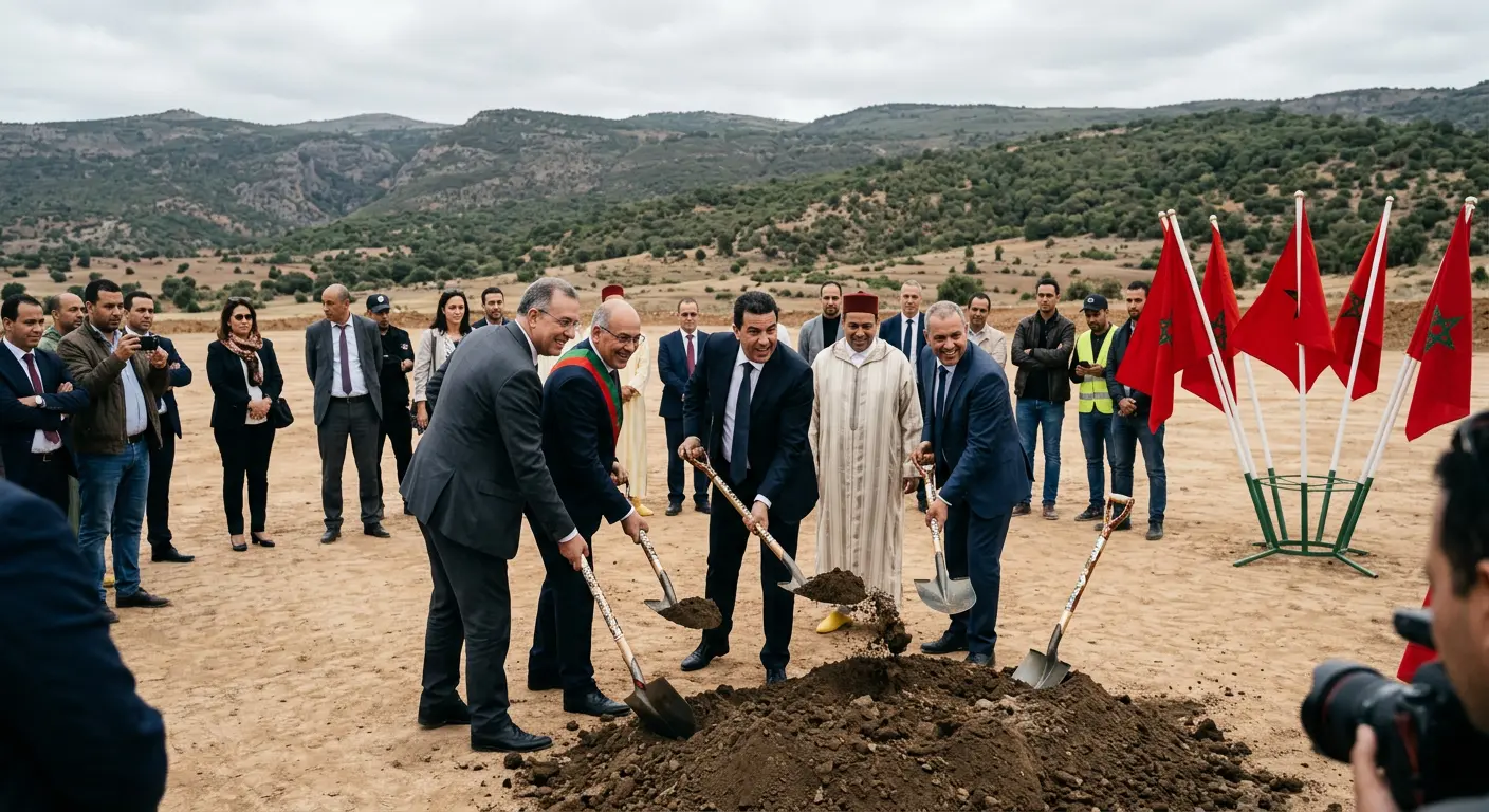 Groundbreaking earthworks at the Hassan II Stadium construction site, El Mansouria near Casablanca, 2024