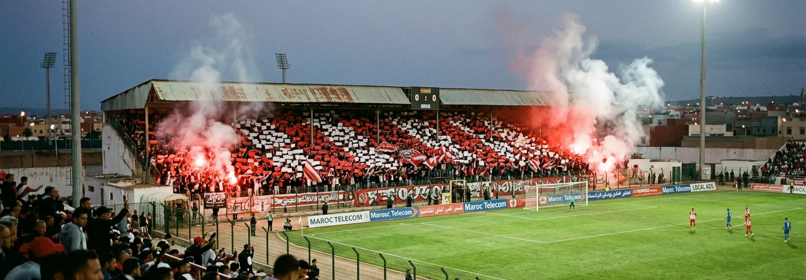 Ultras Crazy Boys tifo display in the Curva Sud, Kawkab Athletic Club Marrakech supporters