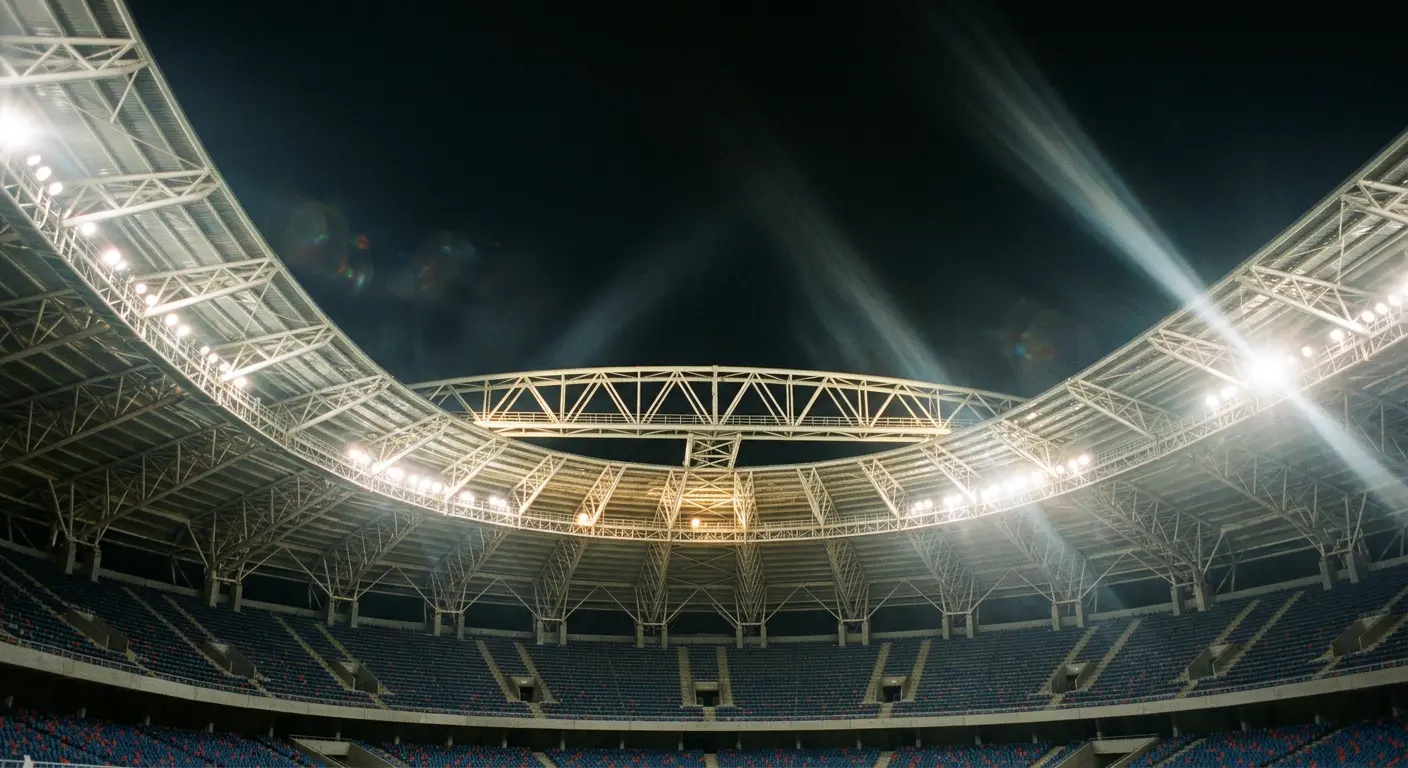 Ibn Batouta Stadium roof detail at night
