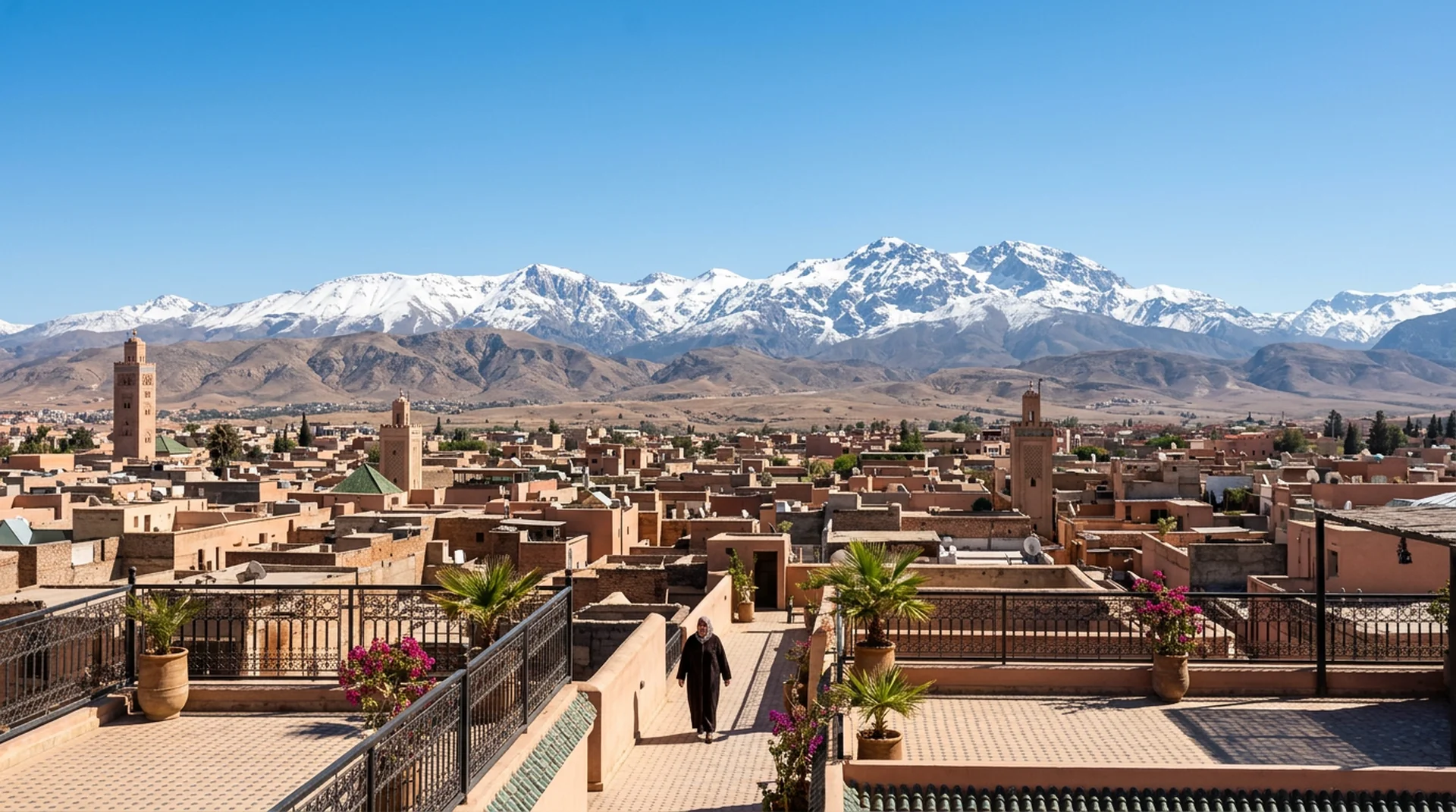 Atlas Mountains view from Marrakech clear sky