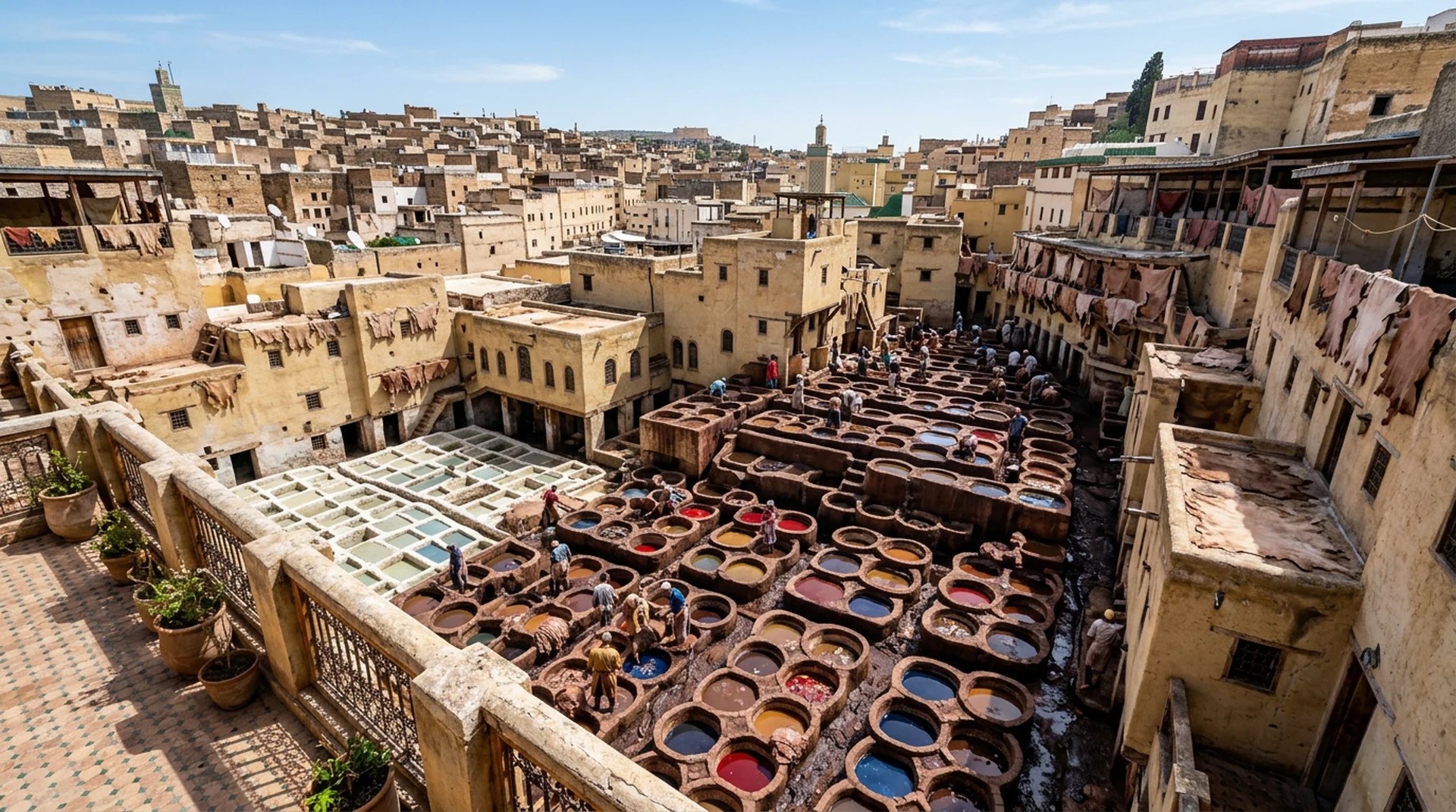 Chouara Tannery Fez leather vats