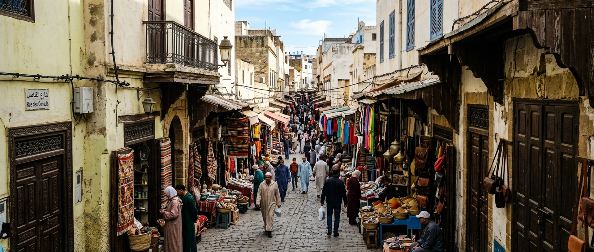 Rabat Medina souk street scene