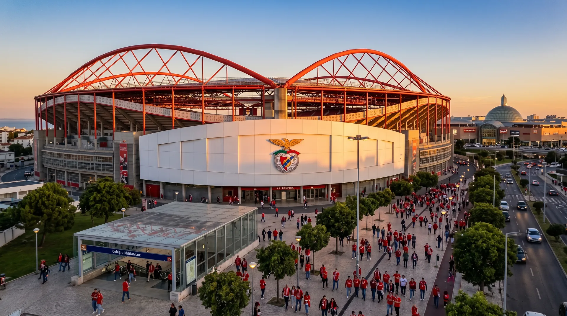 Estadio da Luz in Lisbon lit up on a matchday