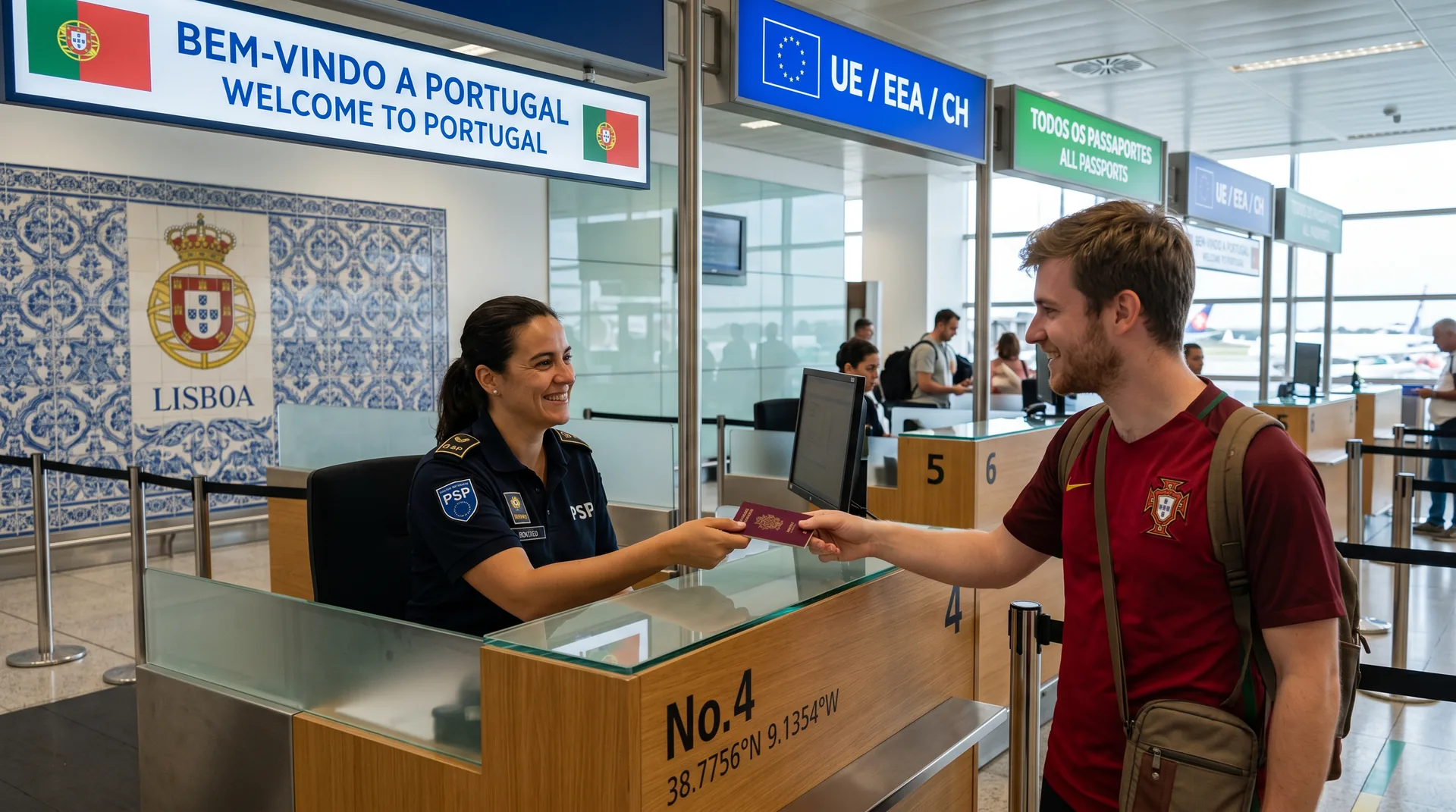 Lisbon airport Portugal passport