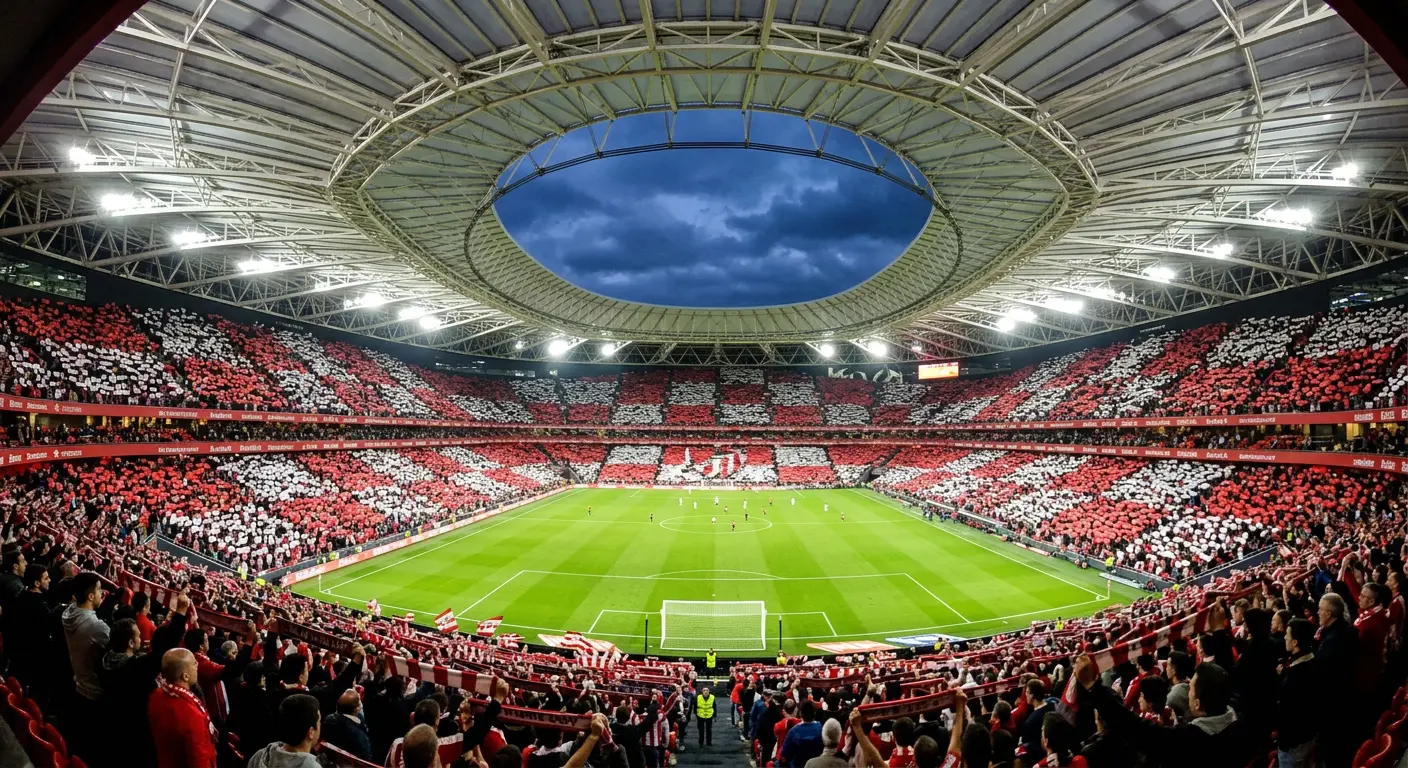Athletic Bilbao supporters filling the stands at San Mamés on matchday