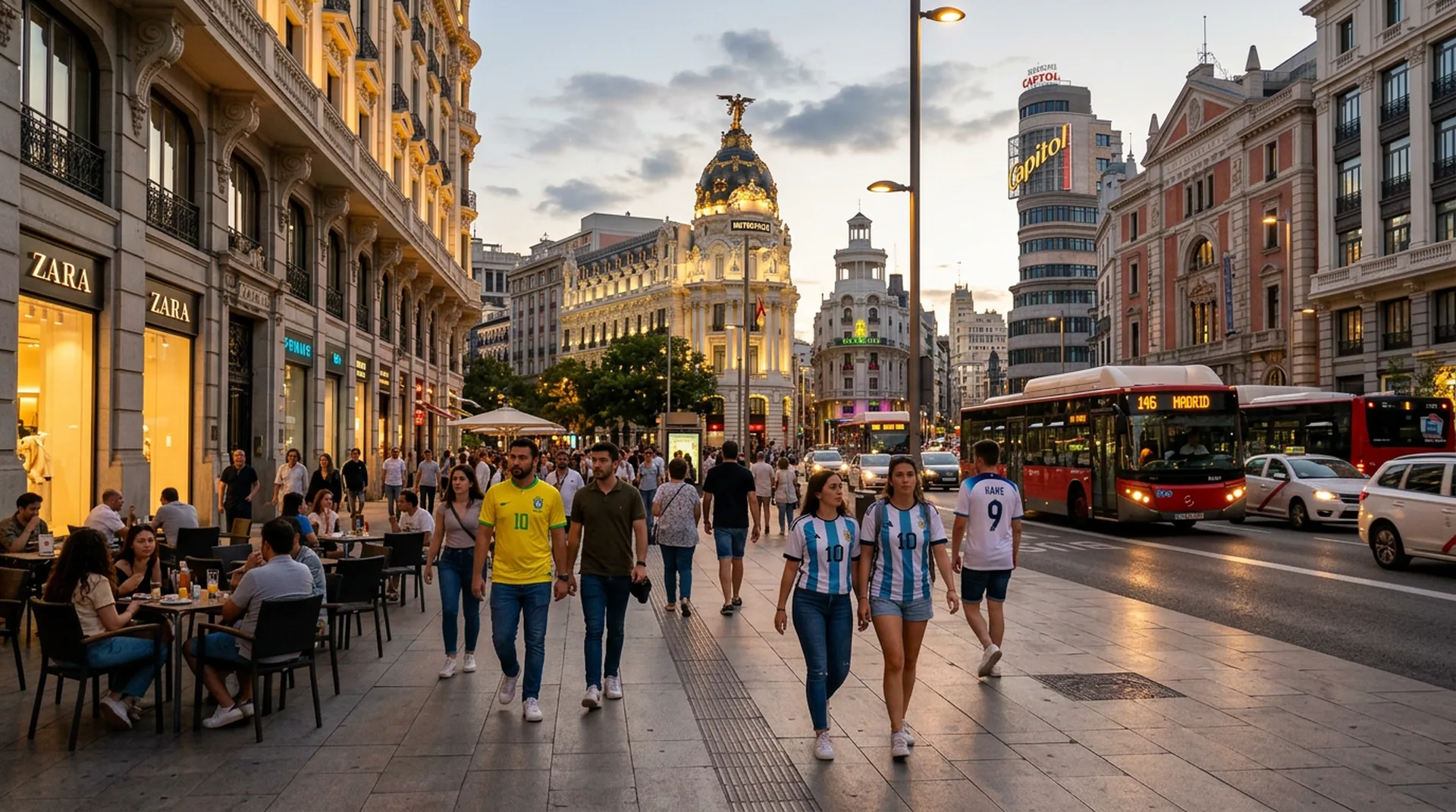 Gran Via Madrid World Cup fans