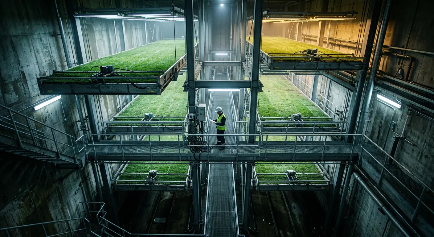 Santiago Bernabéu Stadium's retractable natural grass pitch trays, part of the Hypogea underground storage system