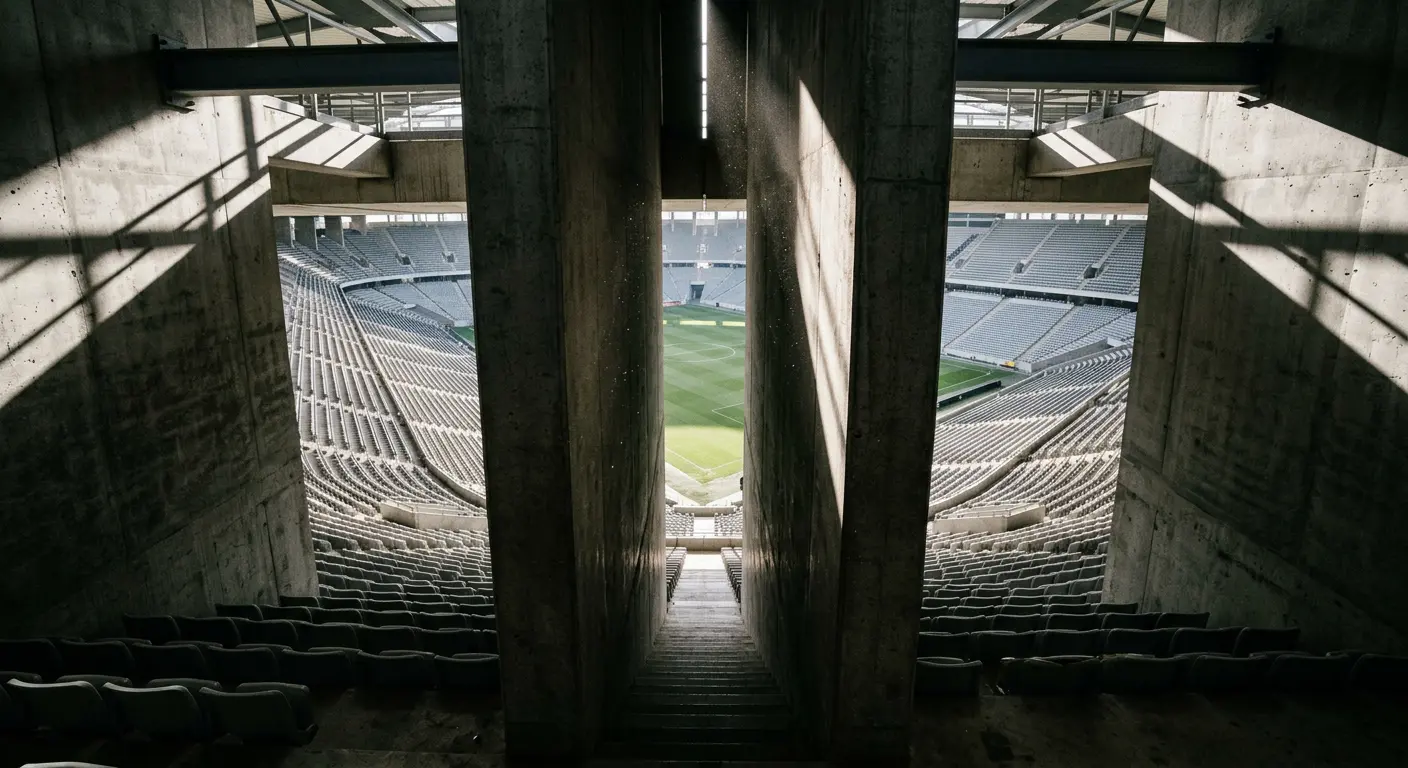 Civitas Metropolitano Stadium's pitch, sunk roughly 15 metres below street level to convert the venue from athletics to football