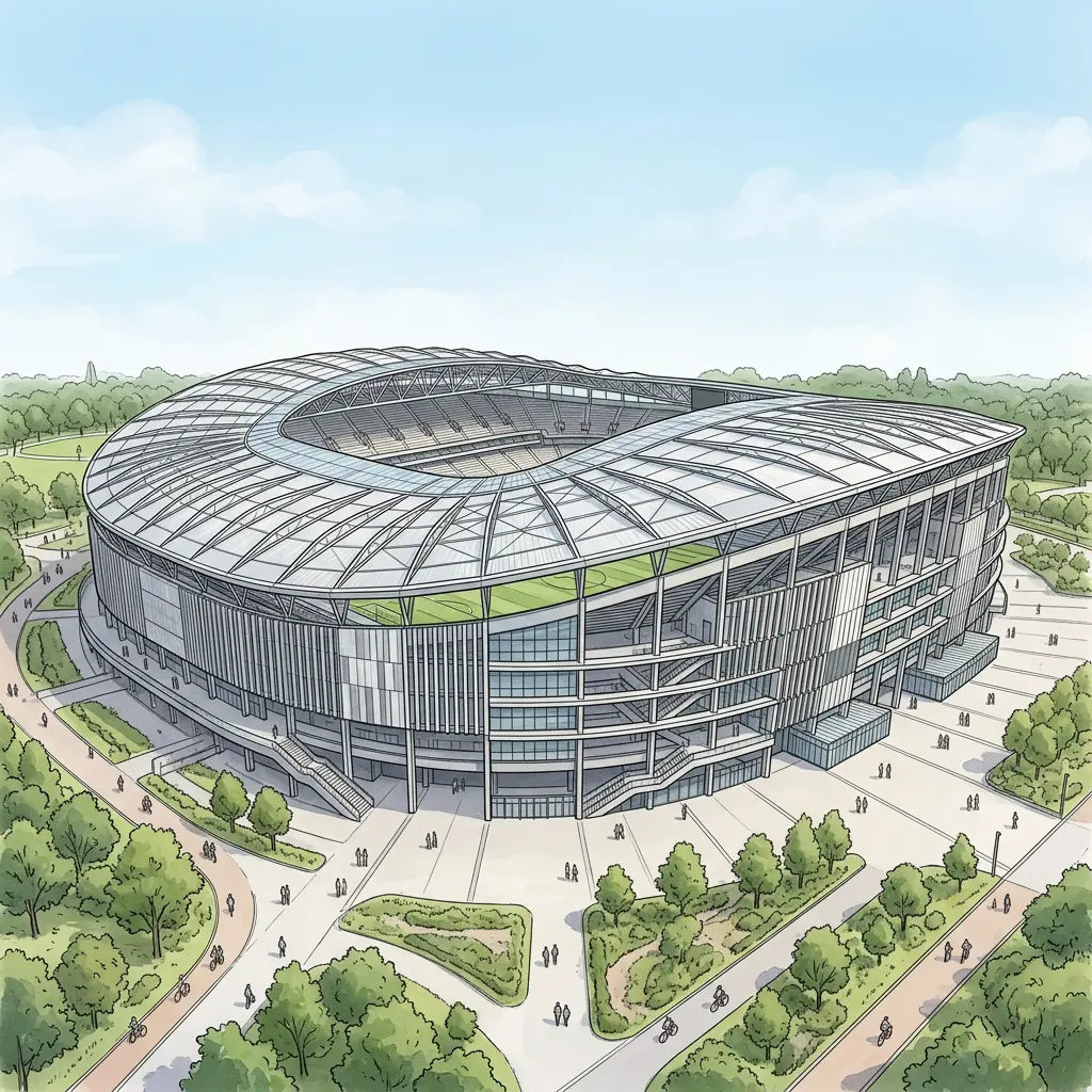 Architectural rendering of Nueva Romareda's planned design, Zaragoza